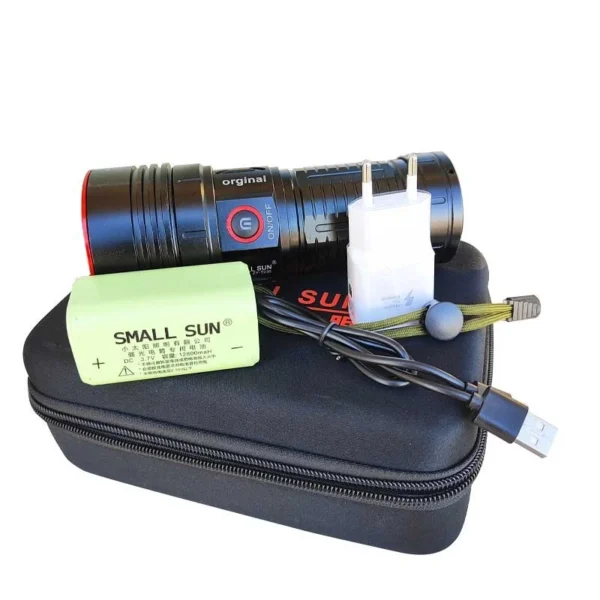 چراغ قوه اسمال سان مدل ZY-T235 پلیسی شارژی با برد نور 700 متر و قابلیت زوم | Small Sun ZY-T235 - تصویر 2